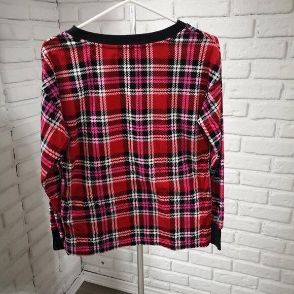 Betsey Johnson Ladies Size Small Black, White, Red, & Pink Plaid 2 Piece PJ Set - Picture 3 of 14